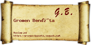 Gromen Benáta névjegykártya